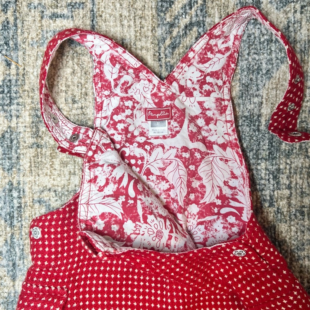Pampolina | European Red and White Wool Blend Lined Jumper Dress | Size 3T - Picture 11 of 15